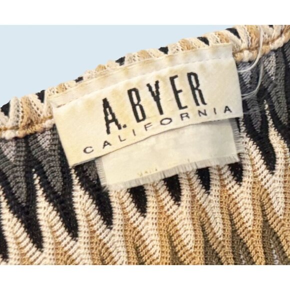 Vintage A. BYER California Zig Zag V Neck Short Sleeve Top Shirt Blouse Sz S - Picture 5 of 6